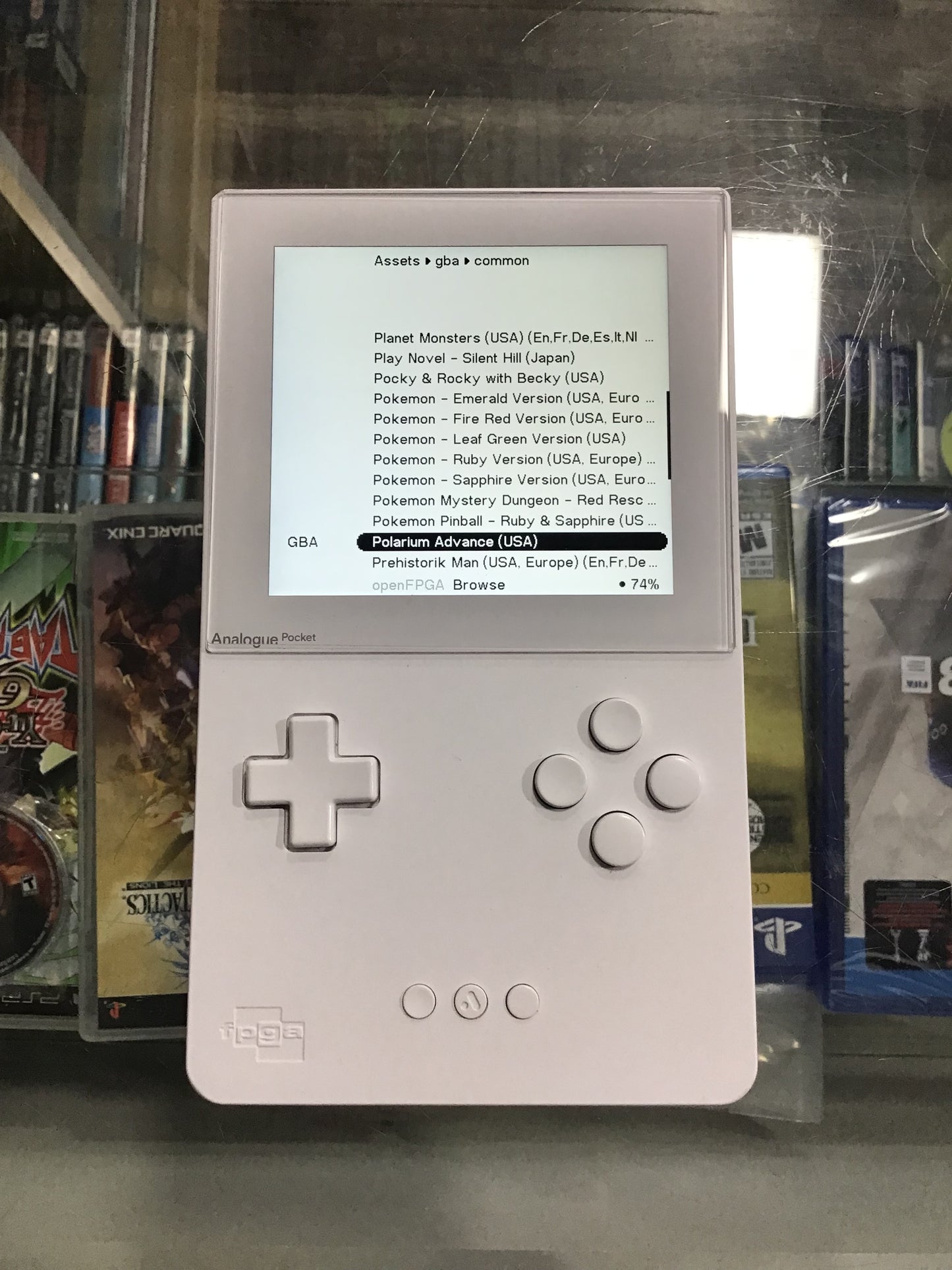 White Analog Pocket Handheld System w/ Digital Games & 128GB SD Card