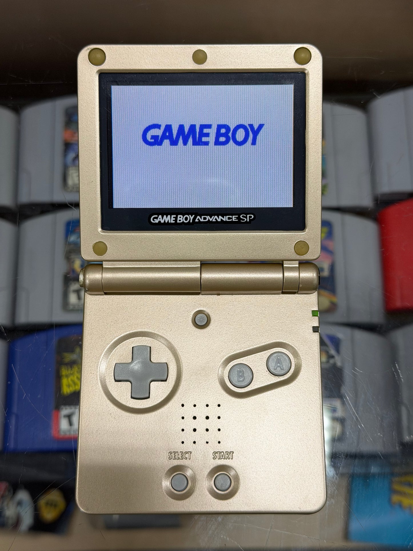Gold Reshell Gameboy Advance SP 101 Model with Charger
