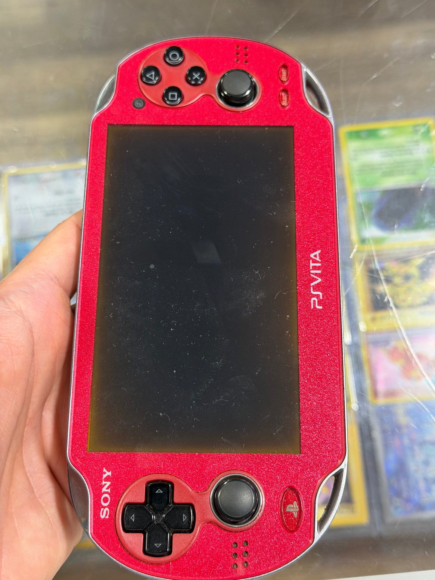 PlayStation Vita Red OLED Handheld System with Charger (Digital Games)