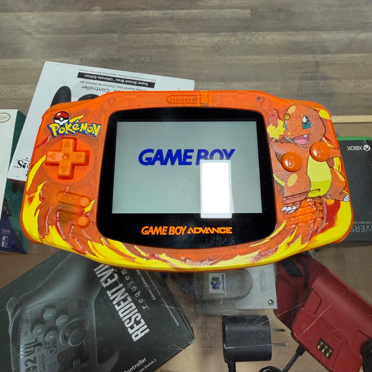 Custom Nintendo Gameboy Advance SP Handheld with Brighter Screen (Charmander)