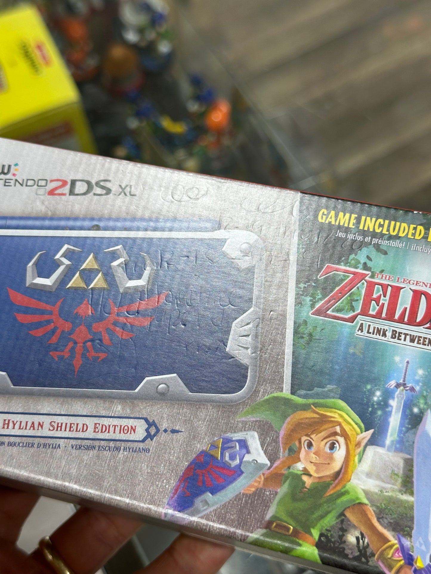 New Nintendo 2DS XL Hylian Shield Edition Nintendo 3DS Handheld System with Charger and Box