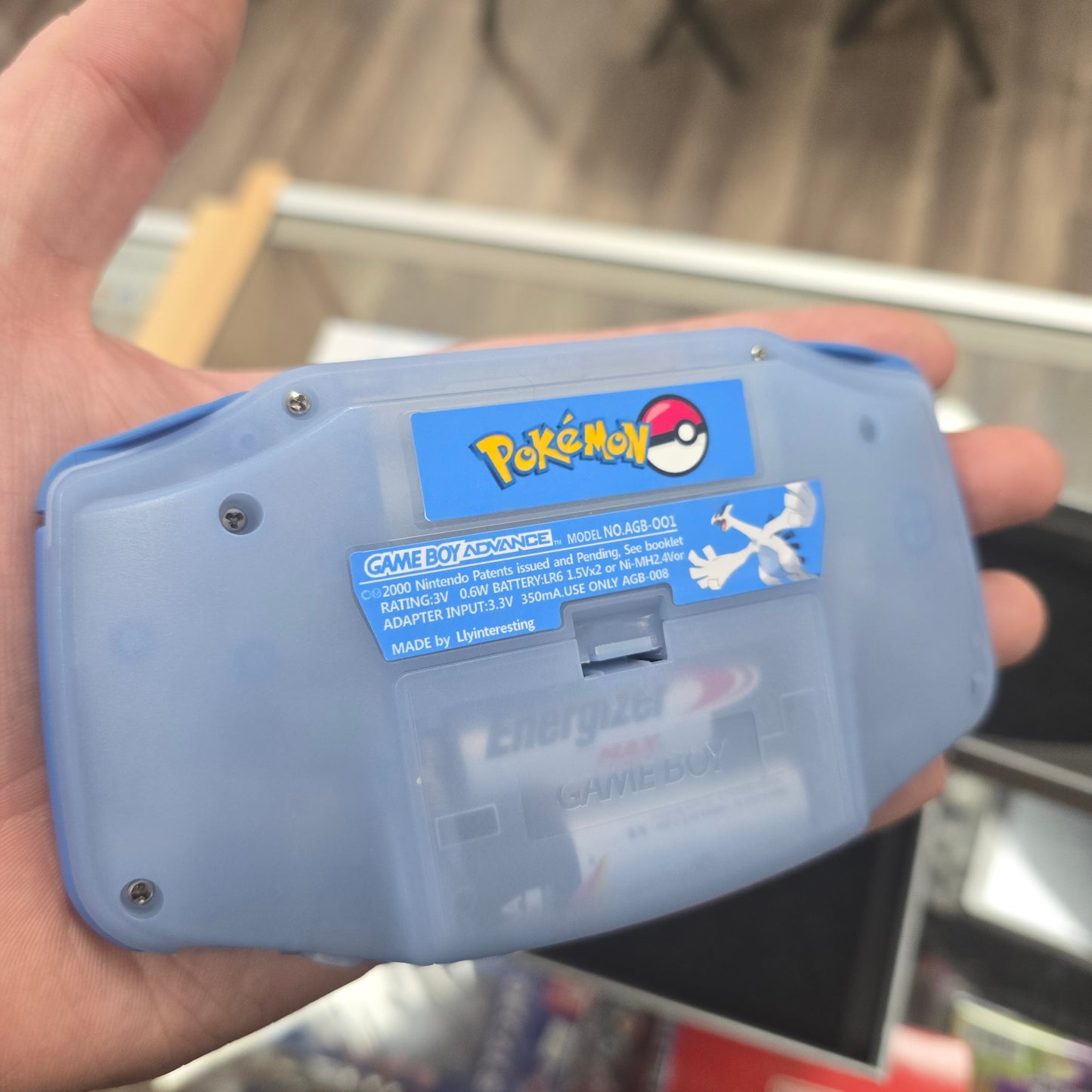 Custom Pokémon Nintendo Gameboy Advance Handheld System with Brighter Screen (Lugia Themed)