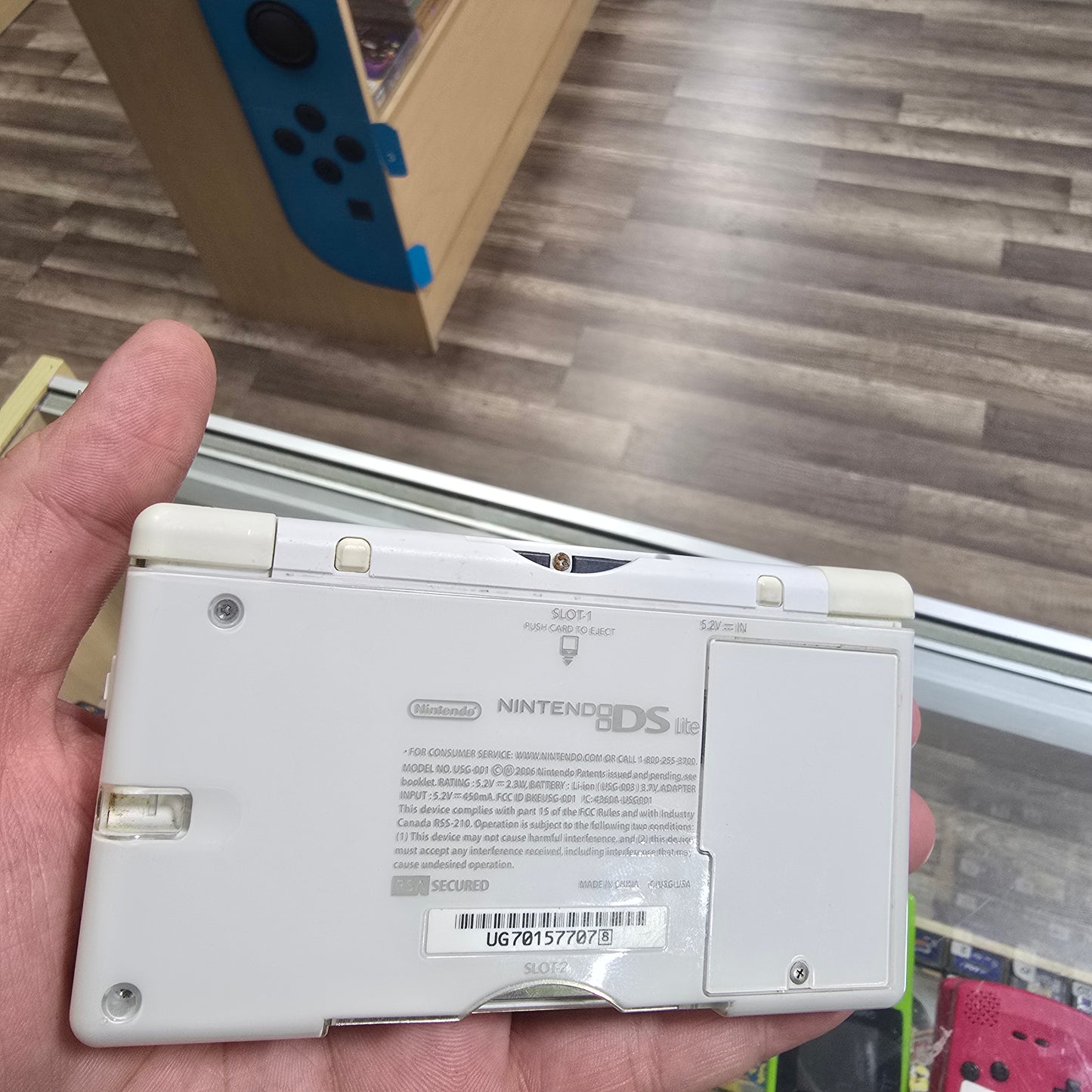 White Nintendo DS Lite (Rough Condition) with Charger (Yellowed Screen)