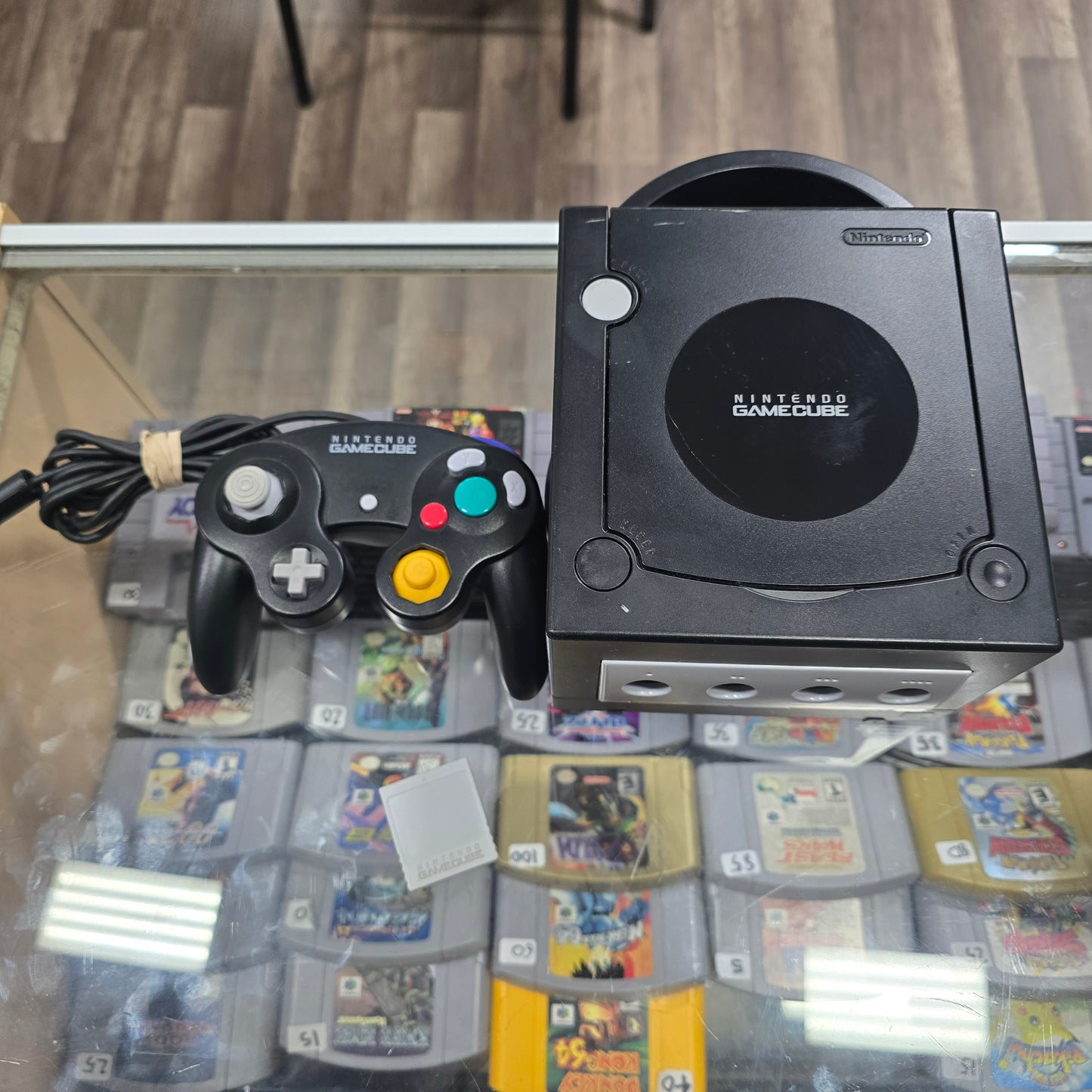 Black Nintendo GameCube System with All Wires and Controller plus Memory Card