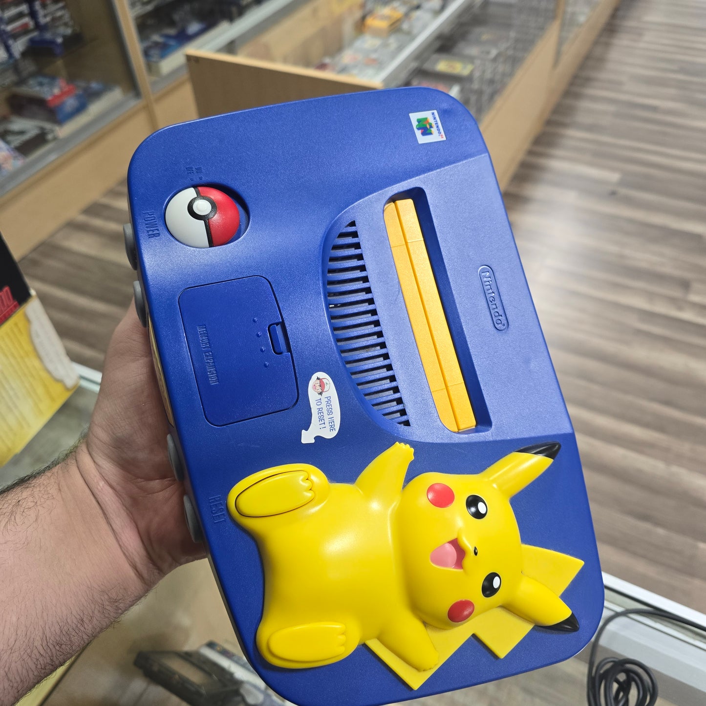 Pikachu Nintendo 64 System with Controller and Wires (Clean)