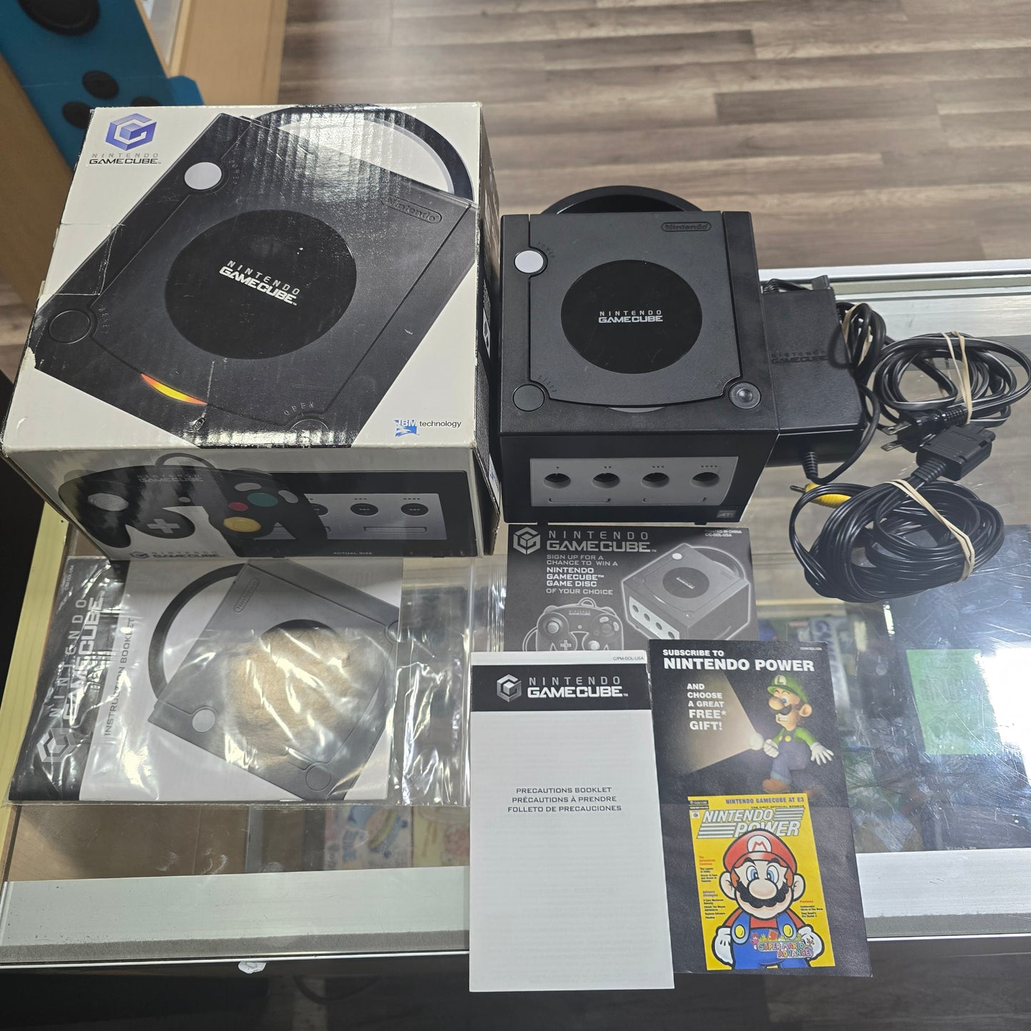 Black Nintendo GameCube System CIB with All Wires and Controller (Clean Console)