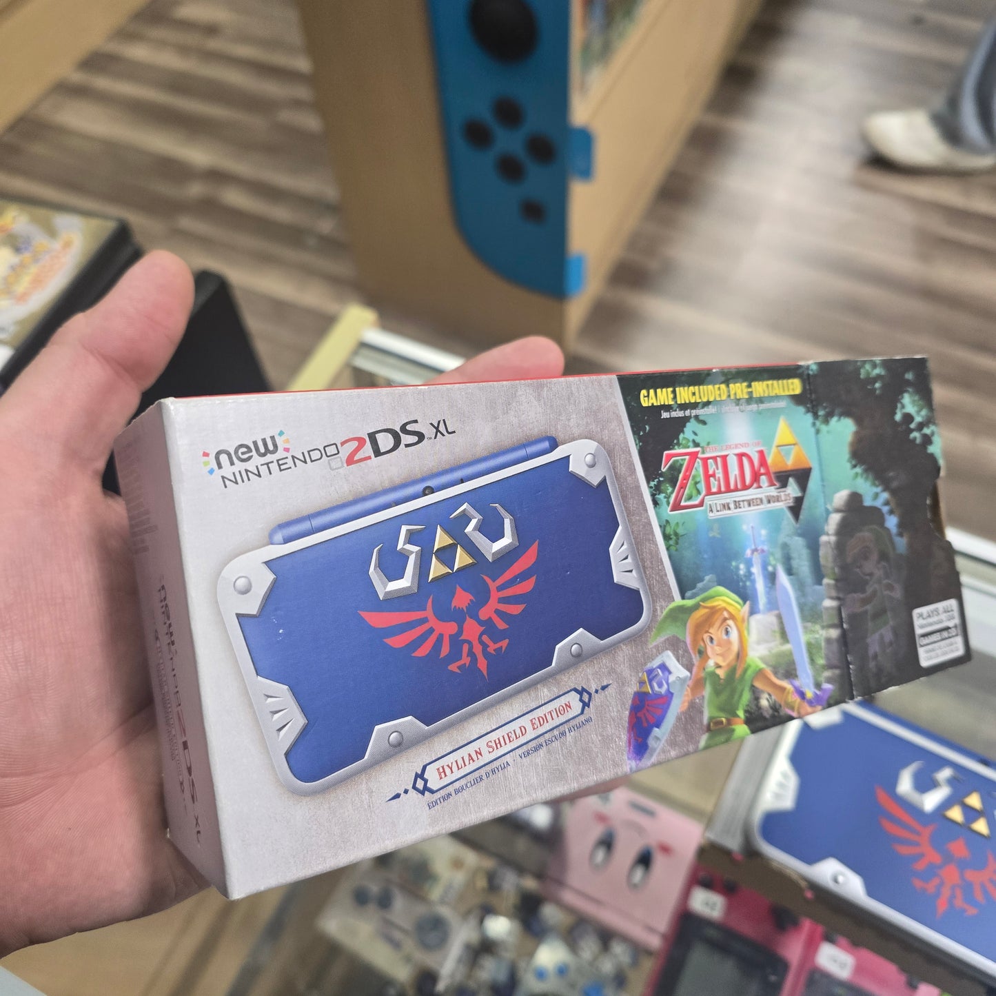New Nintendo 2DS XL Hylian Shield Edition Nintendo 3DS Handheld System with Charger and Box