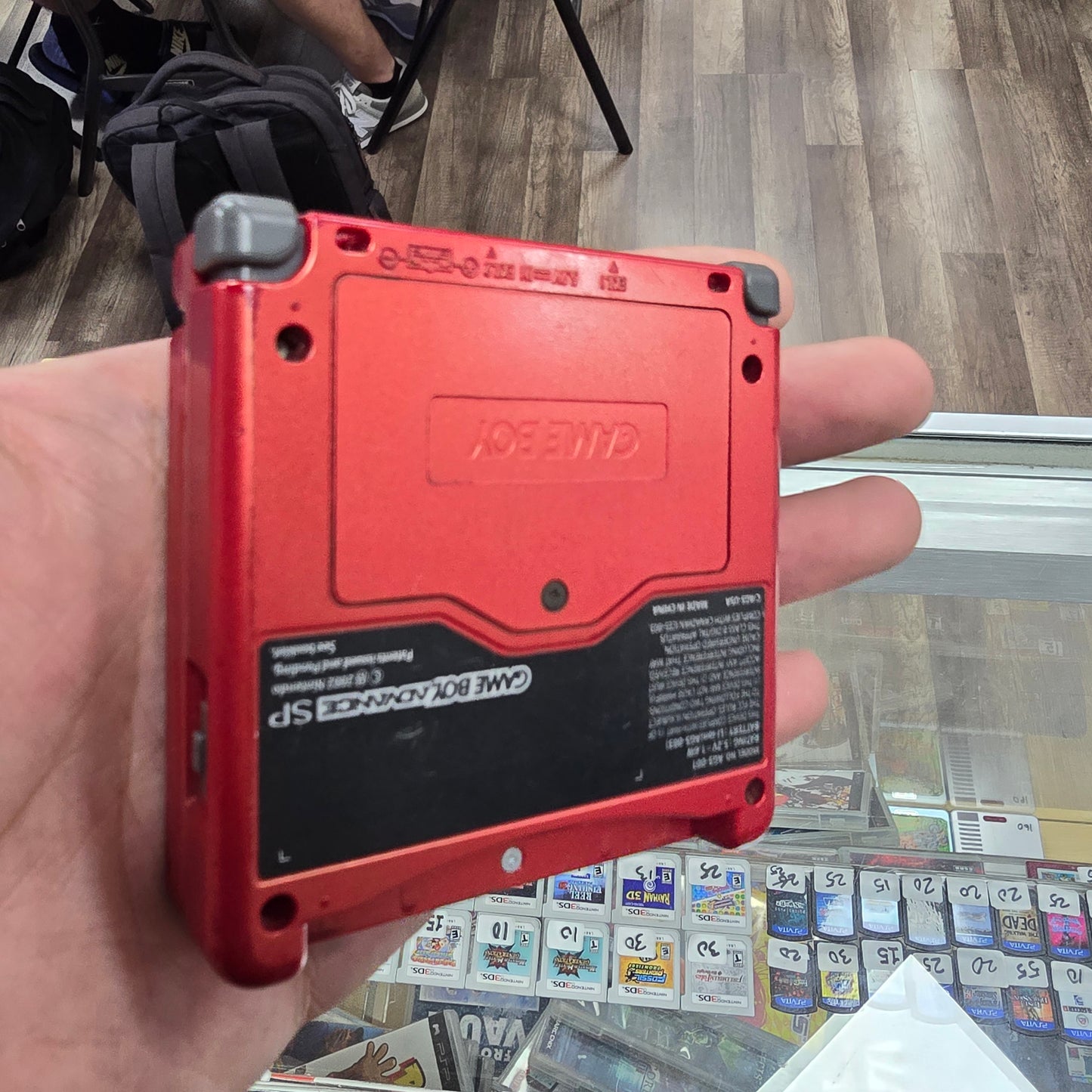 Red Nintendo Gameboy Advance SP 001 Model Handheld with Charger