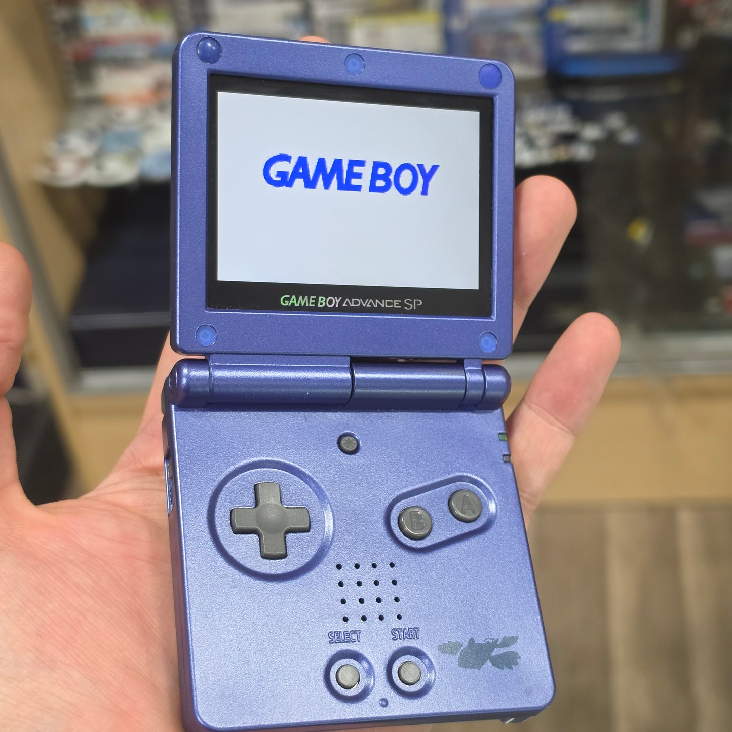 Custom Nintendo Gameboy Advance SP Handheld System with Brighter Screen (Kyogre) (RESHELL) with Charger