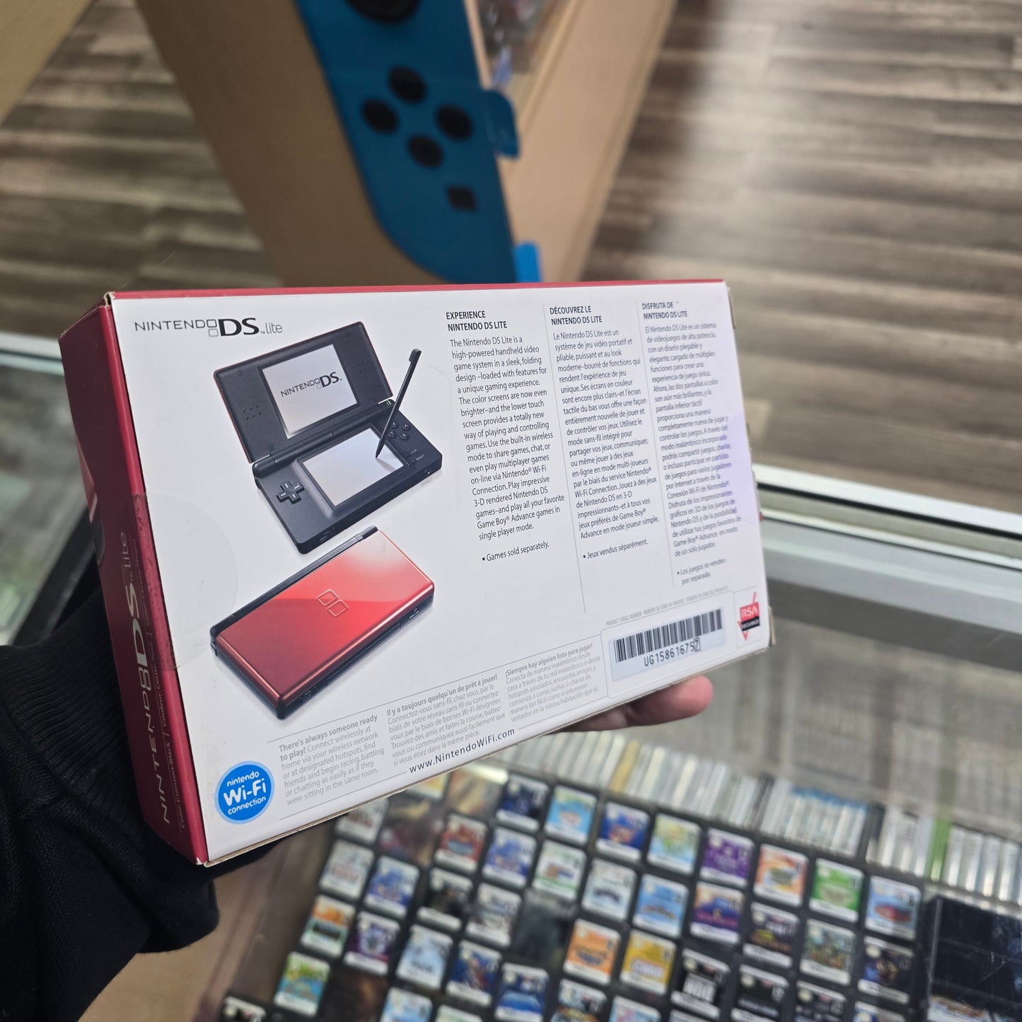Red Crimson & Black Nintendo DS Lite Handheld System with Charger and Box