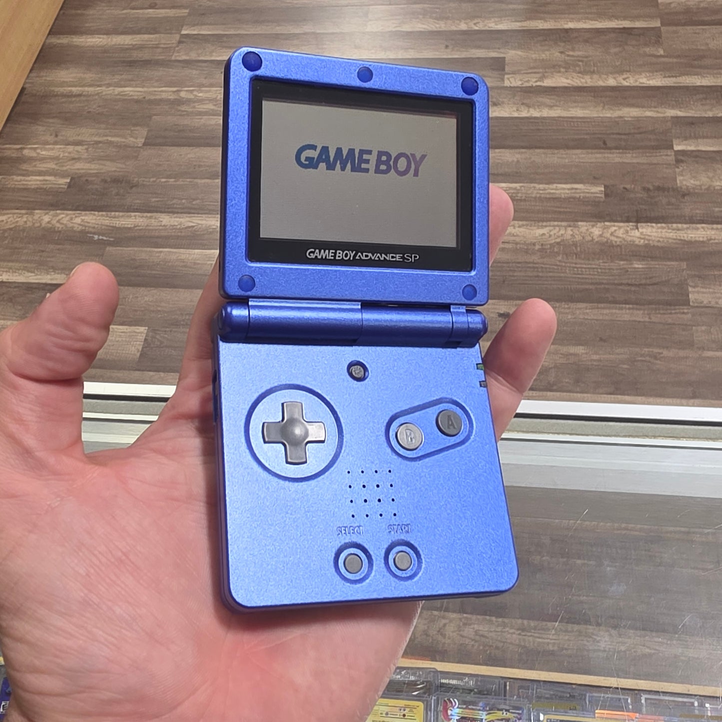 Blue Custom Gameboy Advance SP Handheld System with Charger (001 Model) (Reshell)