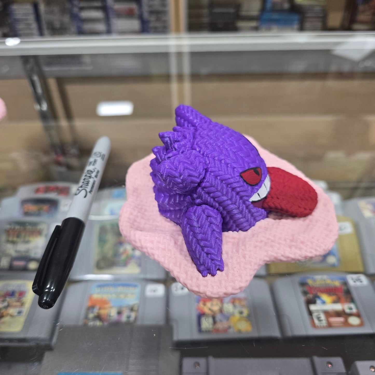Custom Hand Painted 3D Printed Gengar (Knitted Style)