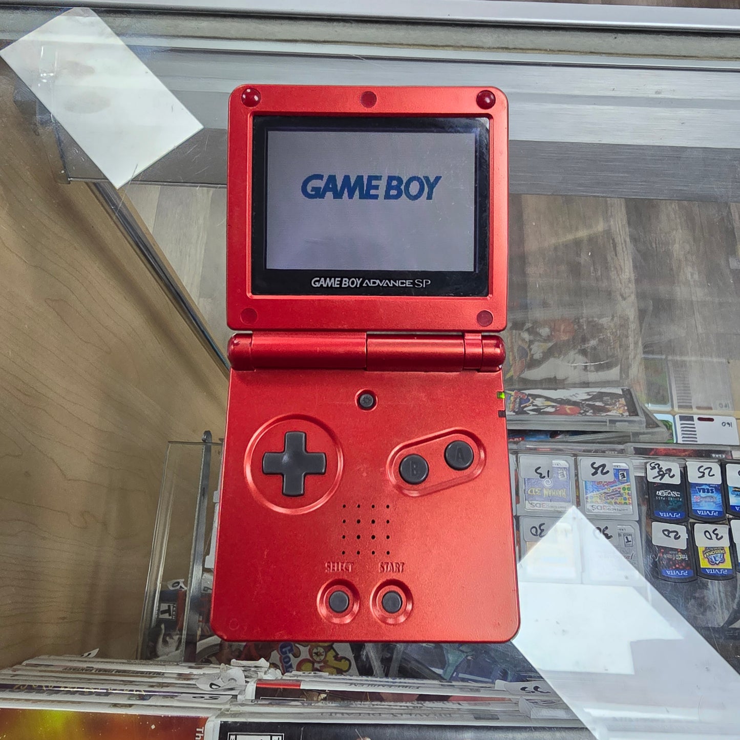 Red Nintendo Gameboy Advance SP 001 Model Handheld with Charger