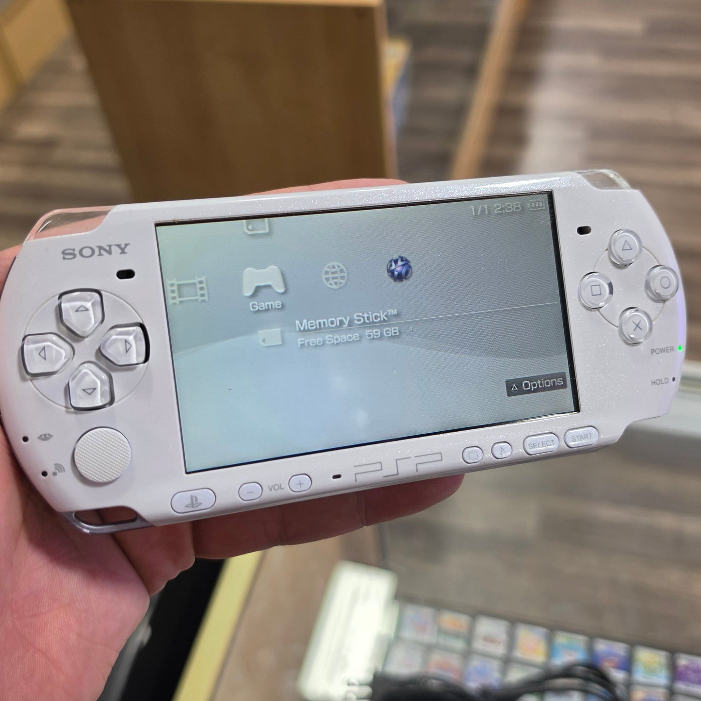 White PSP Handheld System Model 3000 With Charger