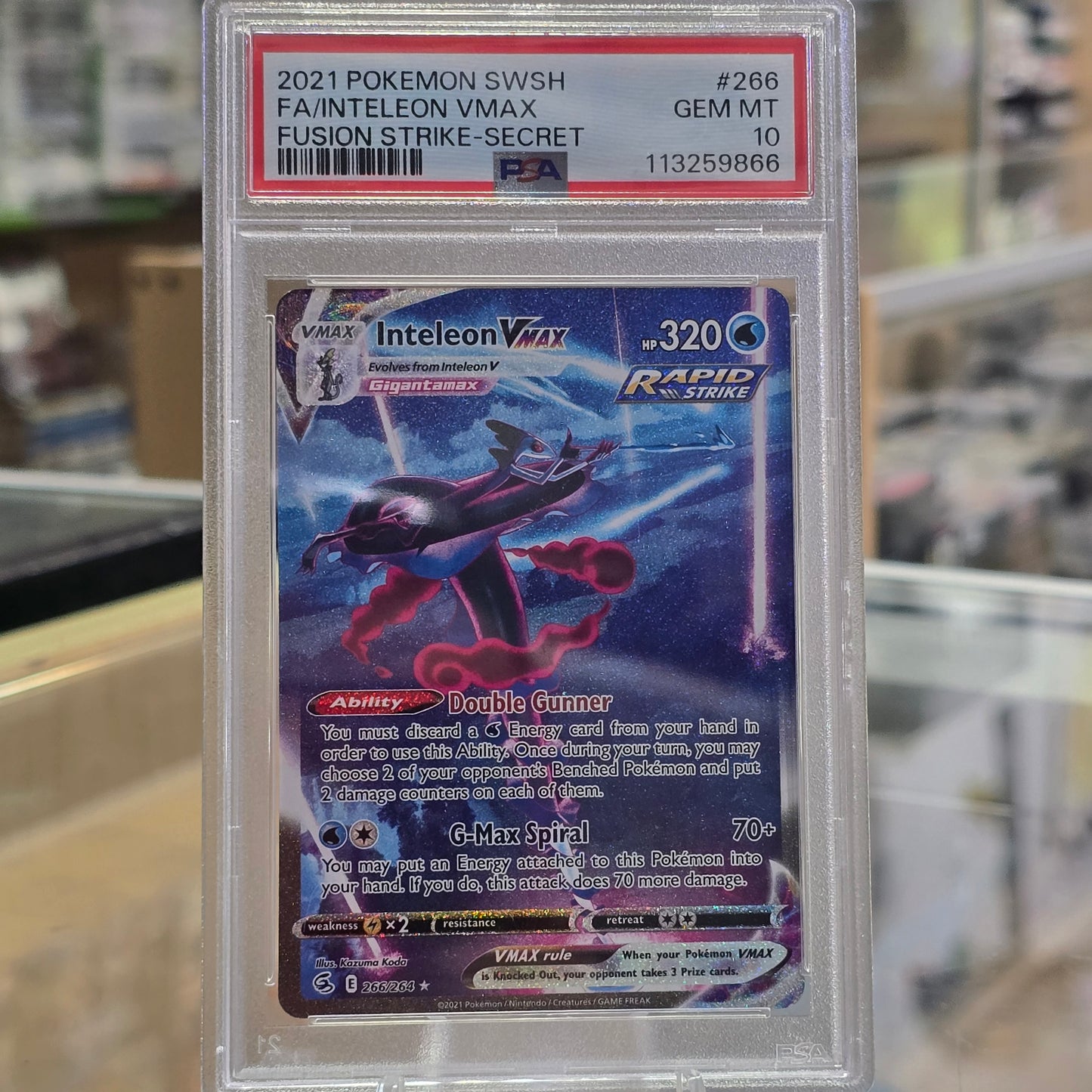 Inteleon VMAX (Alternate Art Secret) - SWSH08: Fusion Strike (PSA 10)