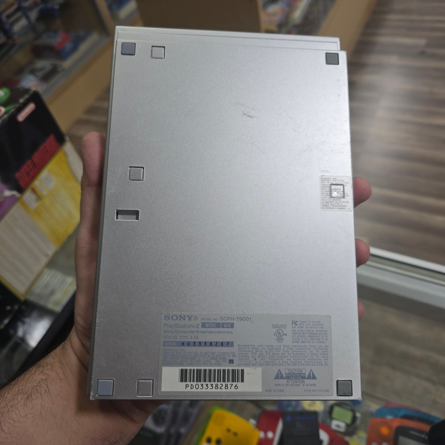 Silver Playstation 2 System with Controller and Wires (Plus Memory card)