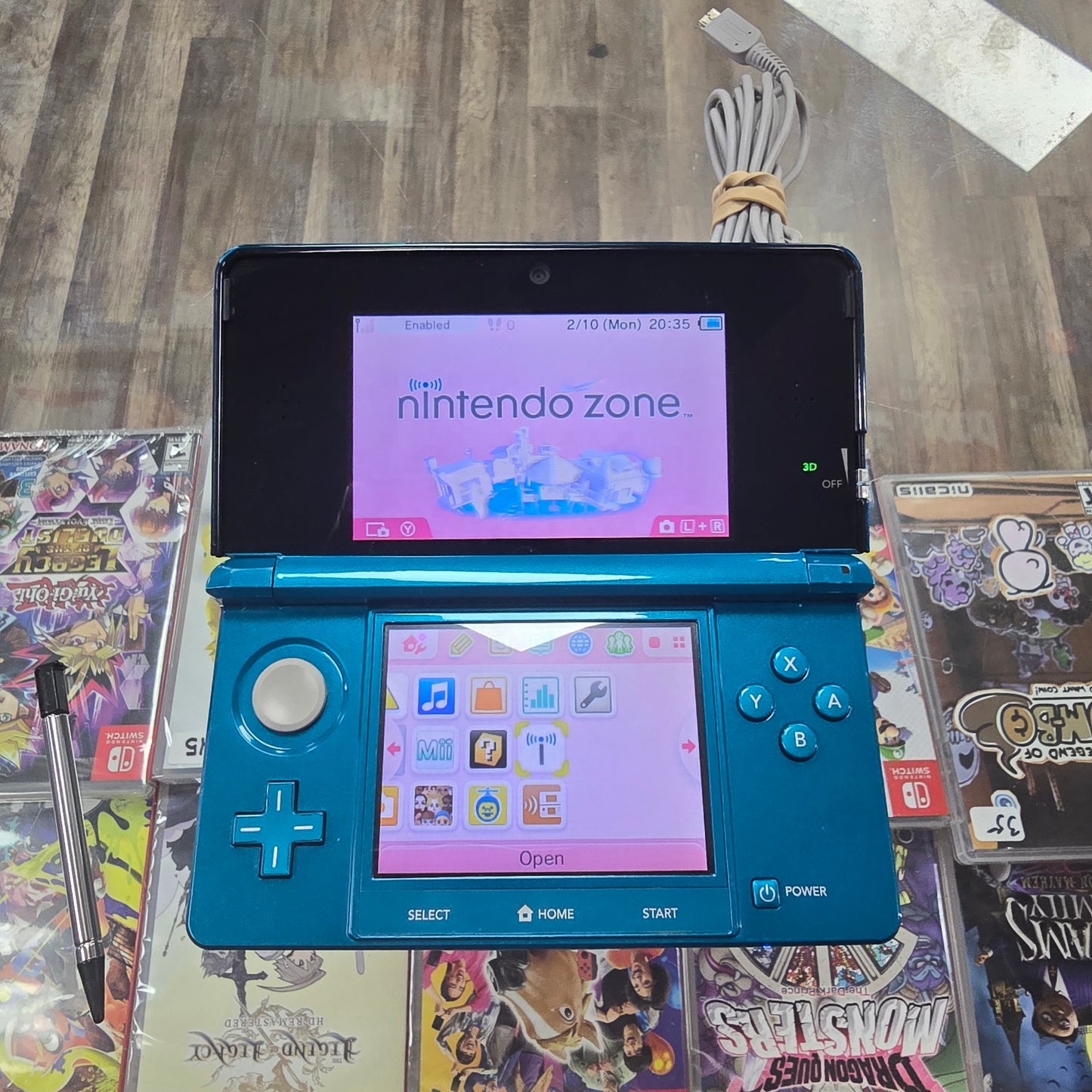 Aqua Blue Nintendo 3DS Handheld System with Charger