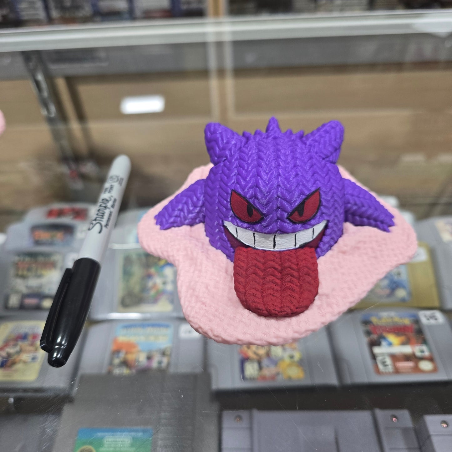 Custom Hand Painted 3D Printed Gengar (Knitted Style)