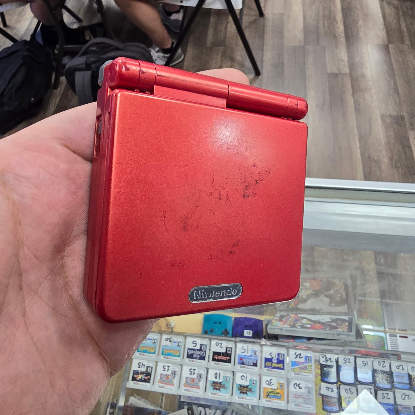 Red Nintendo Gameboy Advance SP 001 Model Handheld with Charger