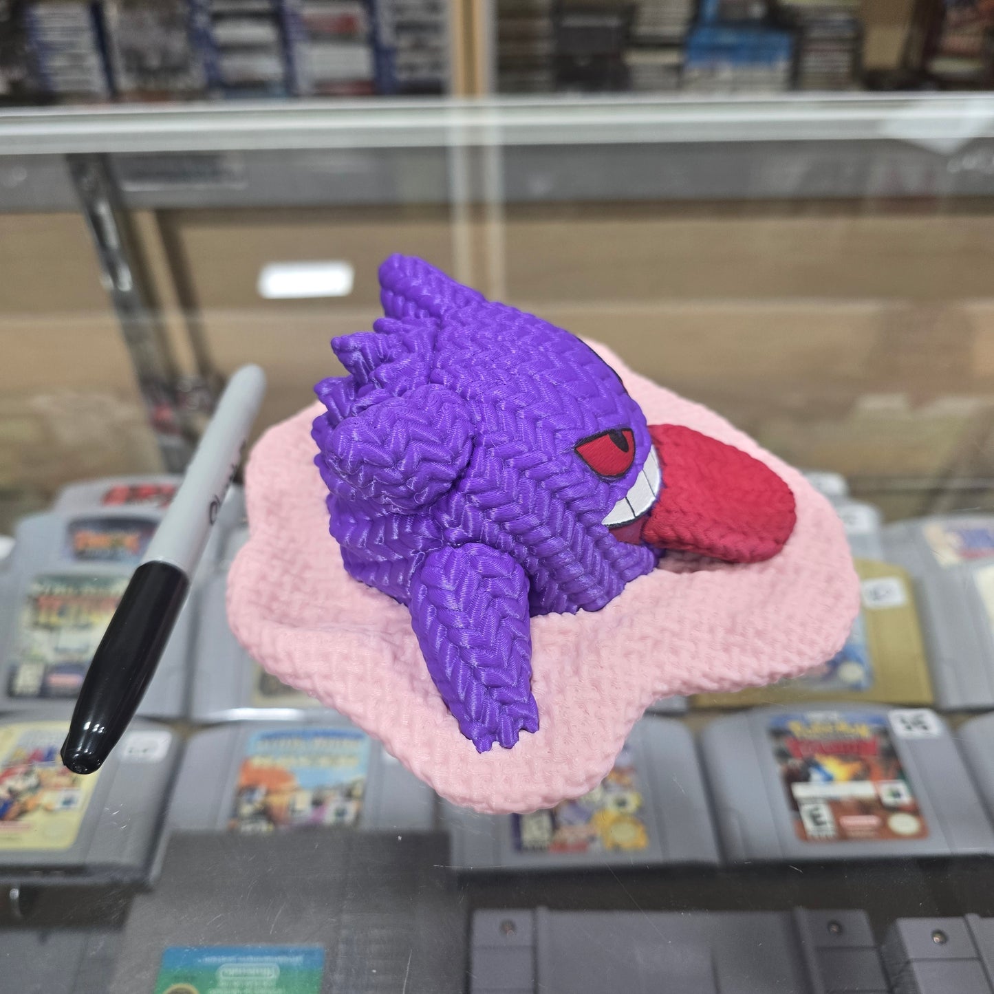 Custom Hand Painted 3D Printed Gengar (Knitted Style) Bigger Version