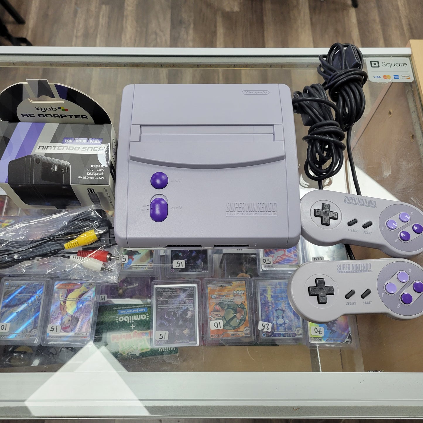 Super Nintendo Entertainment System Jr. SNES With Controllers And Cables