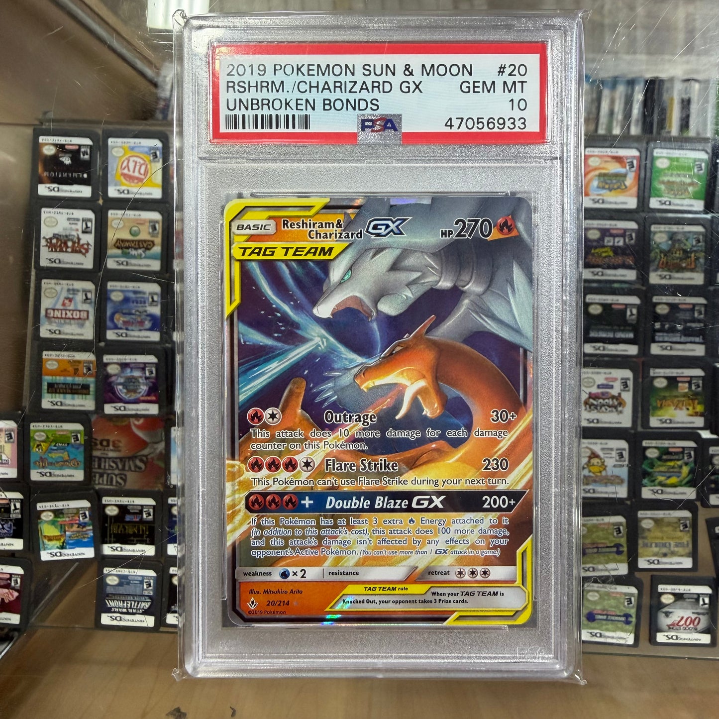 2019 Reshiram Charizard GX Unbroken Bonds (PSA 10)