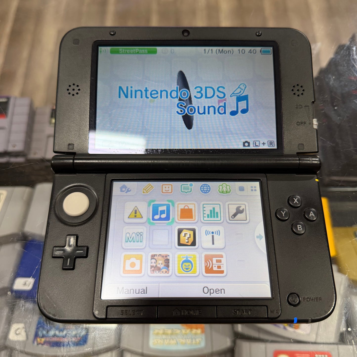 Black Nintendo 3DS XL Handheld System With Charger (Region Free)(JAPANESE TO US)