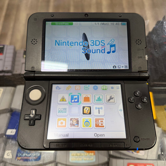 Black Nintendo 3DS XL Handheld System With Charger (Region Free)(JAPANESE TO US)