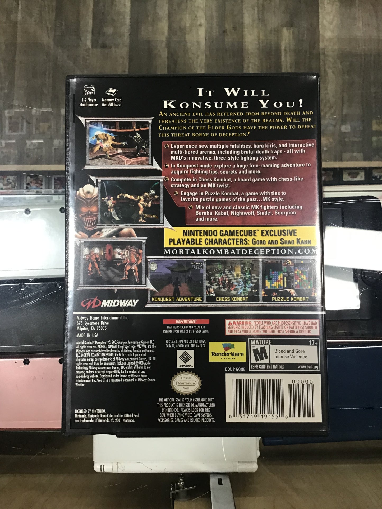Mortal Kombat Deception Nintendo GameCube Case and Insert ONLY