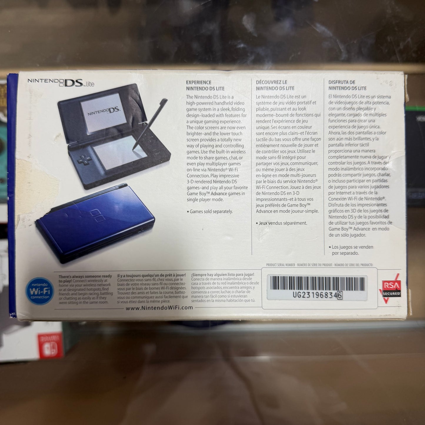 Cobalt & Black Nintendo DS Lite Handheld System with Charger in Box (Matching Serial Number)