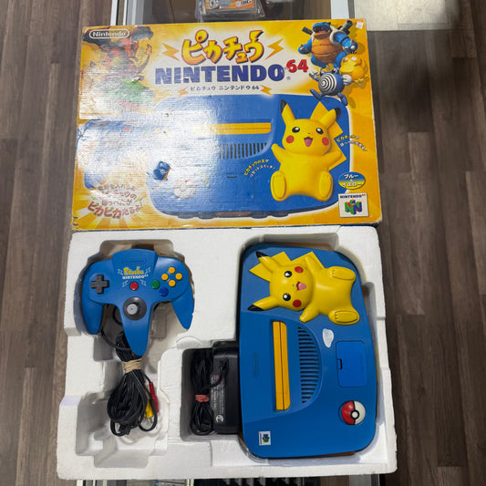 Pikachu Blue Console JP Nintendo 64 (Region Free) (cables controller included)