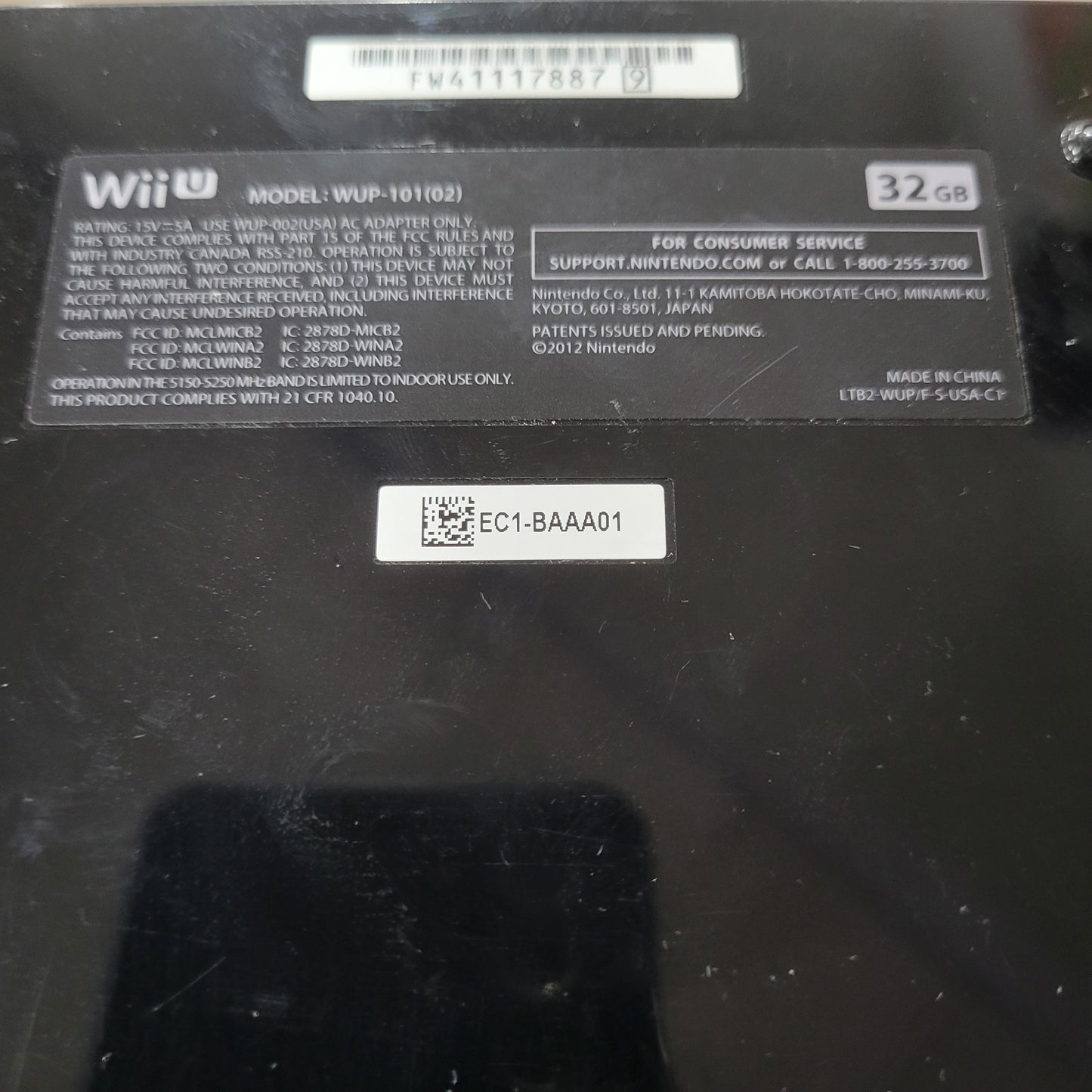 Wii U Console With Gamepad and cables