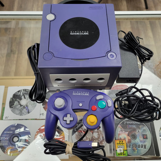 Purple Indigo Gamecube System all Cables And Controller Included