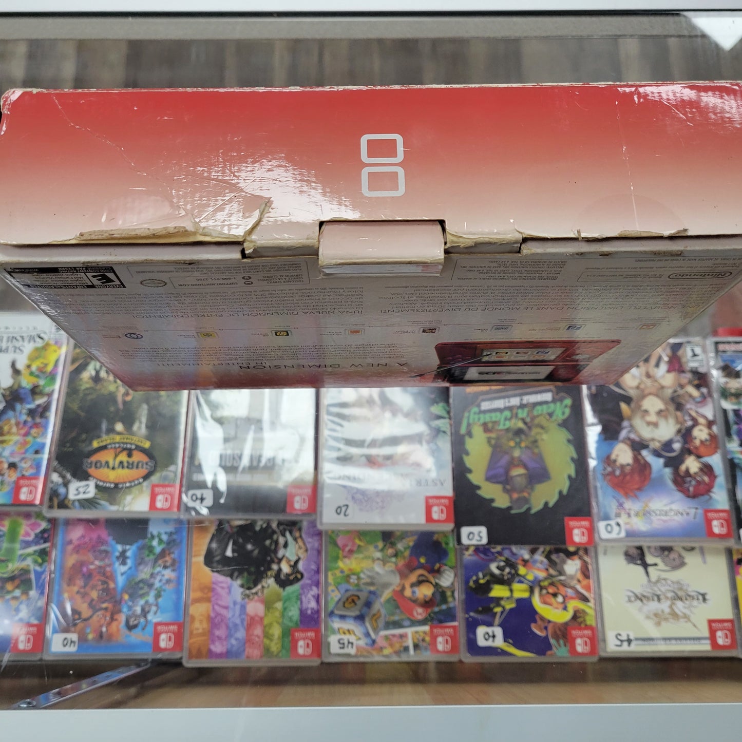 Red Nintendo 3DS CIB [Well Worn] [Rubber Thumbstick Missing]