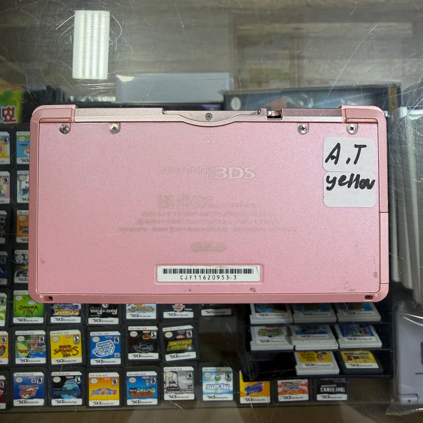 Pink Nintendo 3DS Handheld System With Charger (Region Free) (Yellow Screen)(JAPANESE TO US)