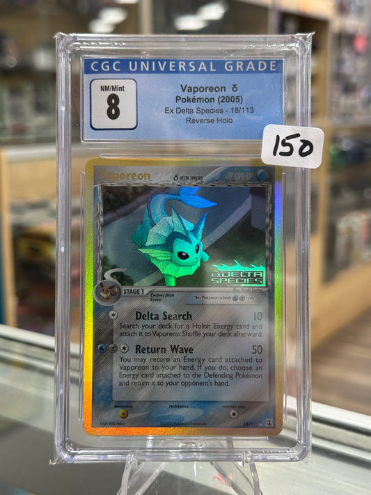 Vaporeon (Delta Species) - Delta Species Reverse Holo Stamp CGC 8