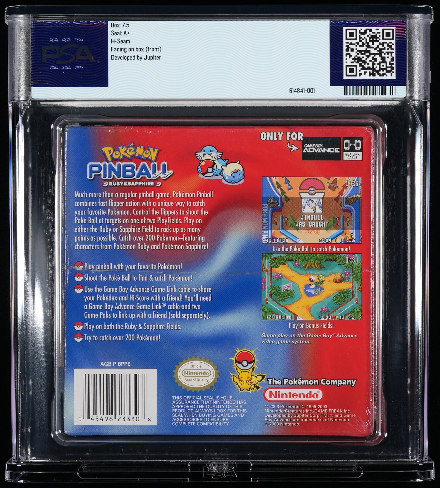 Pokemon Pinball Ruby & Sapphire New Gameboy Advanced -  PSA 7.5 Seal A+