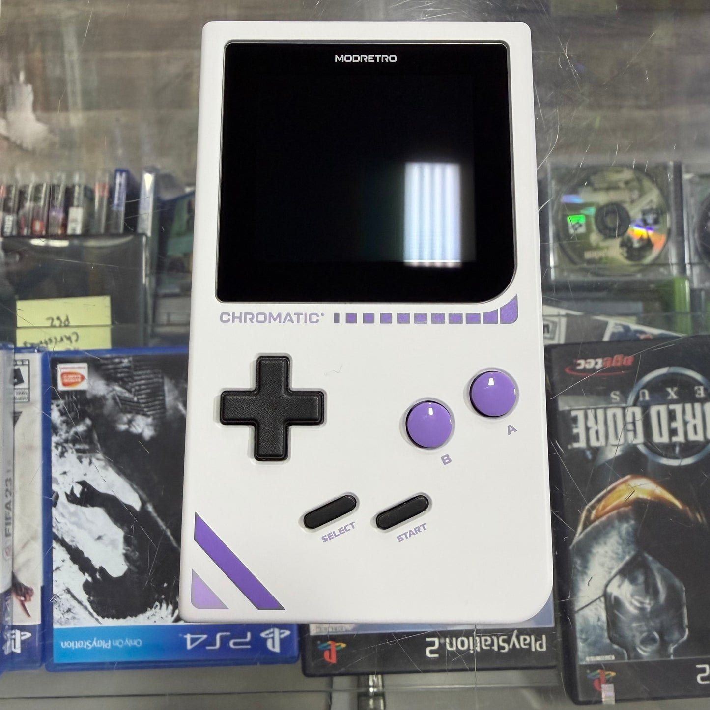ModRetro Chromatic [Cloud] [Sapphire] GameBoy System Handheld + Rayman + Chantey included