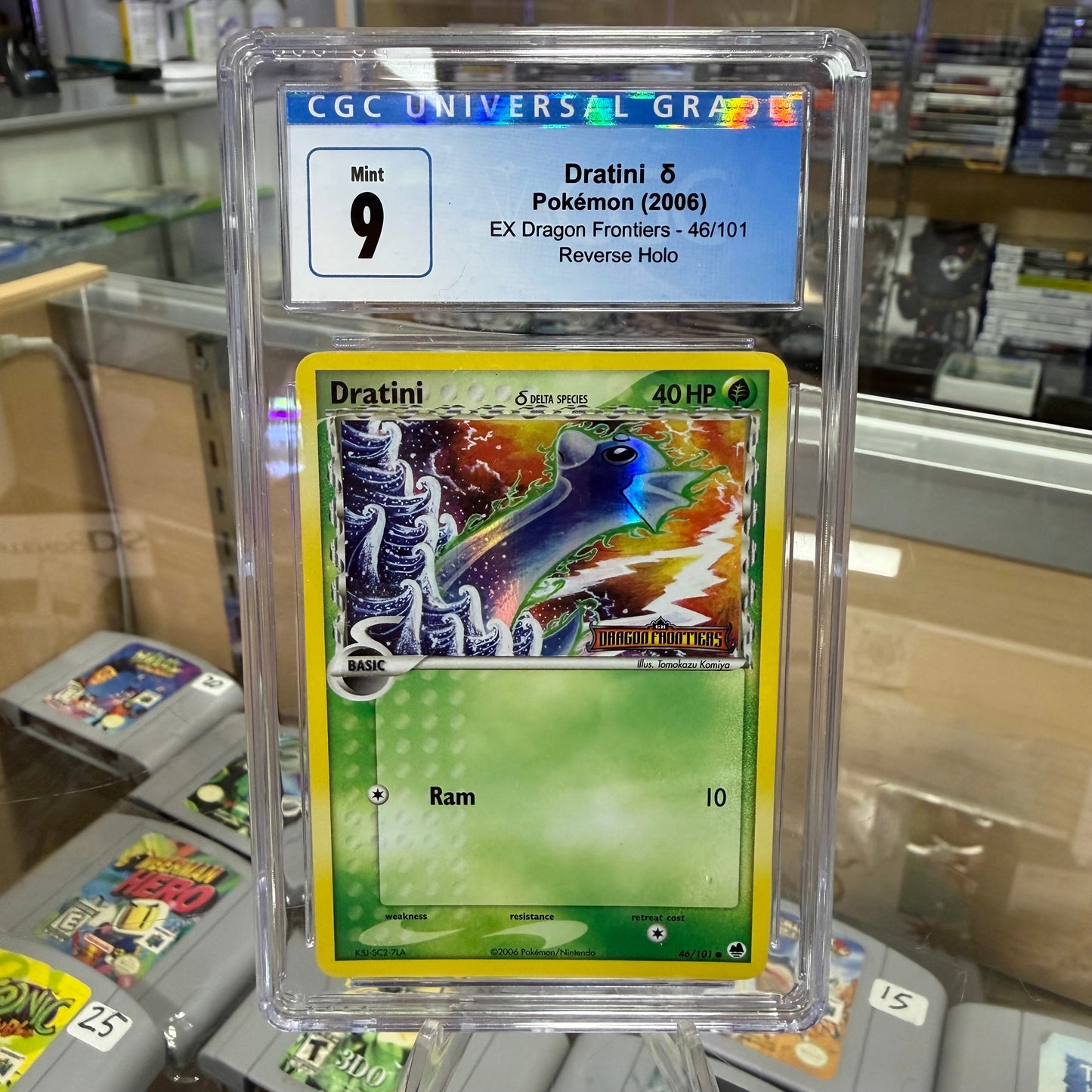2006 Pokemon Dratini EX Dragon Frontiers 46/101 Reverse Holo Stamped CGC 9