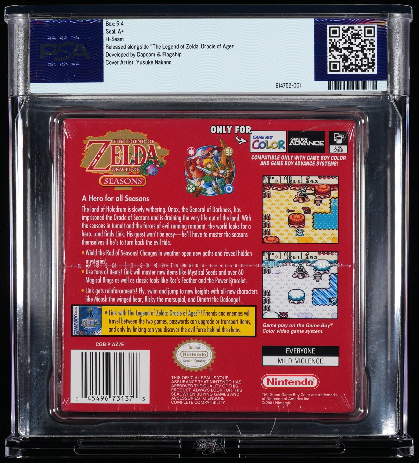 Zelda Oracle Of Seasons GameBoy Color PSA 9.4 A+ Seal