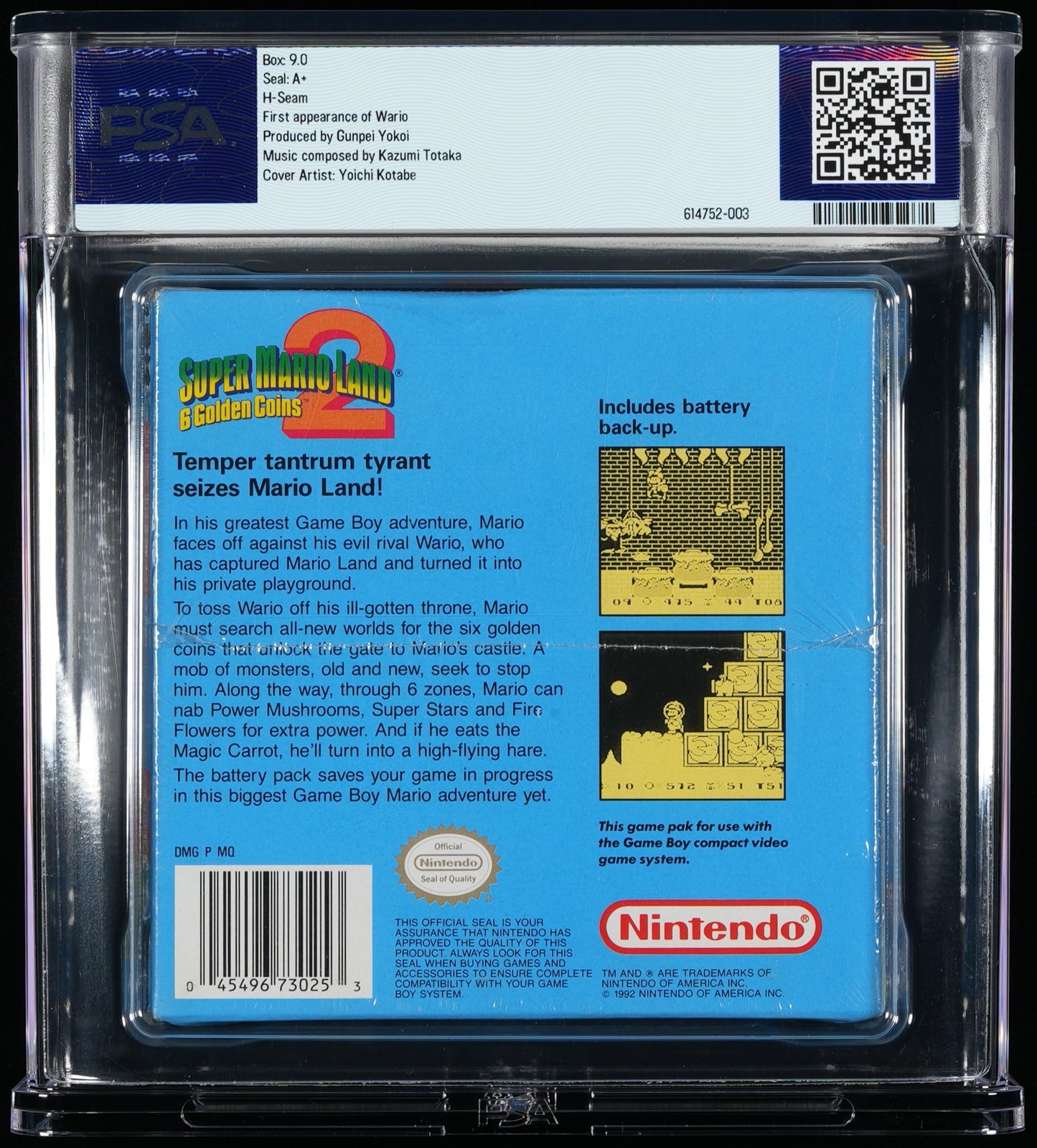 Super Mario Land 2 6 Golden Coins Gameboy Sealed PSA 9.0 A+ Seal