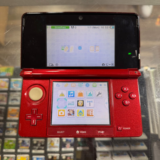 Red Nintendo 3DS Handheld System With Charger (Region Free) (JAPANESE TO US)
