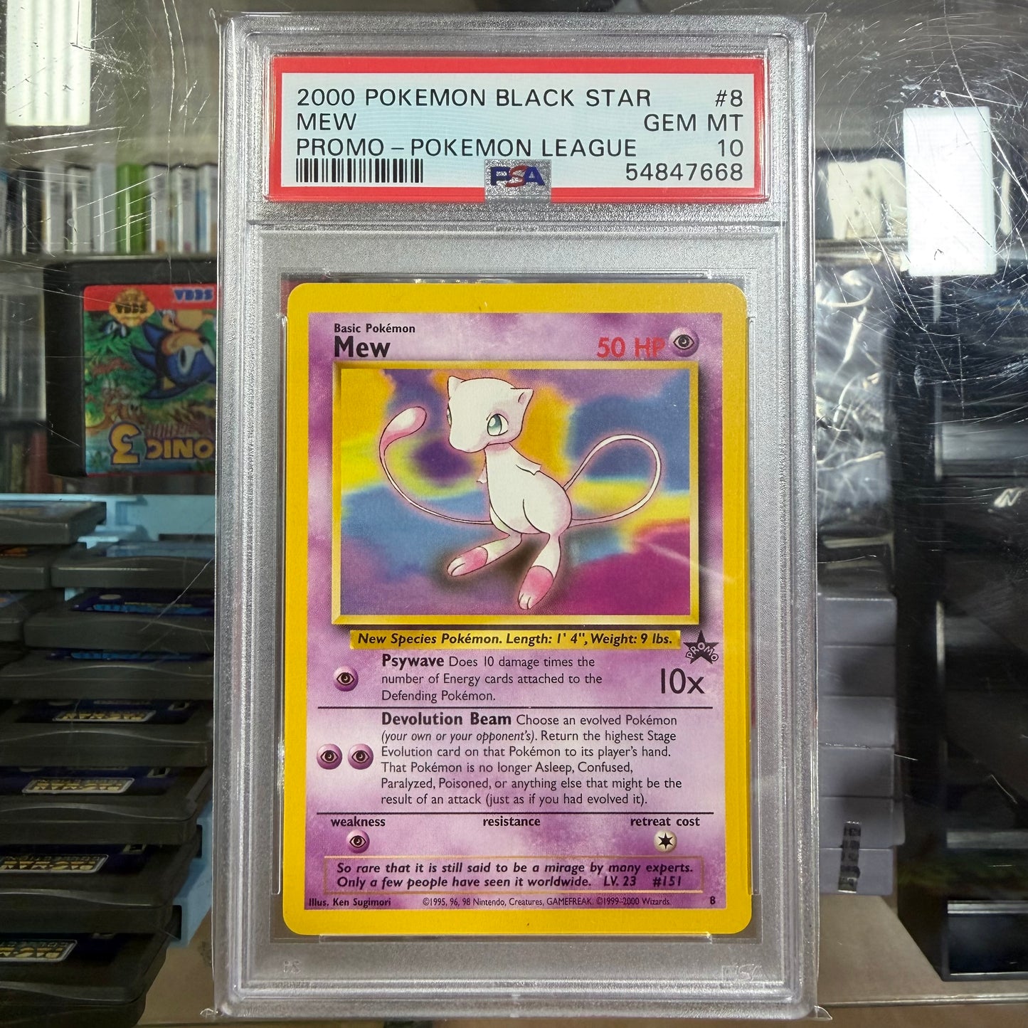 (688) 2000 Pokémon BLACK STAR MEW PROMO POKEMON LEAGUE (PSA 10)