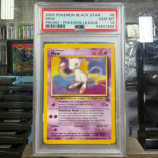 (688) 2000 Pokémon BLACK STAR MEW PROMO POKEMON LEAGUE (PSA 10)