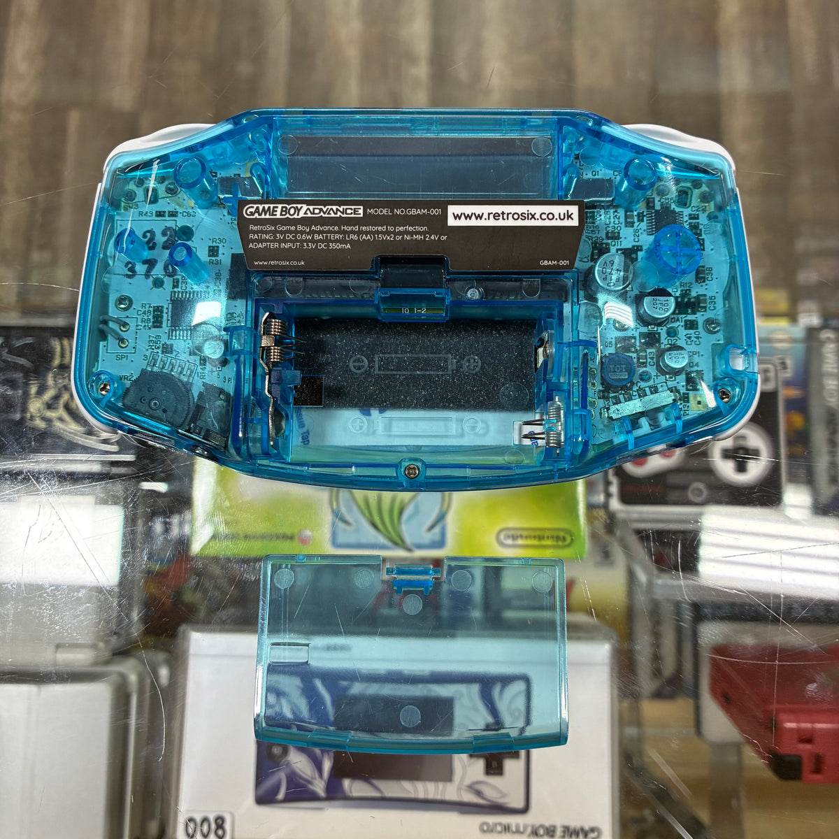 Custom Transparent Blue Shell Nintendo GameBoy Advance Handheld System with Brighter Screen (IPS)