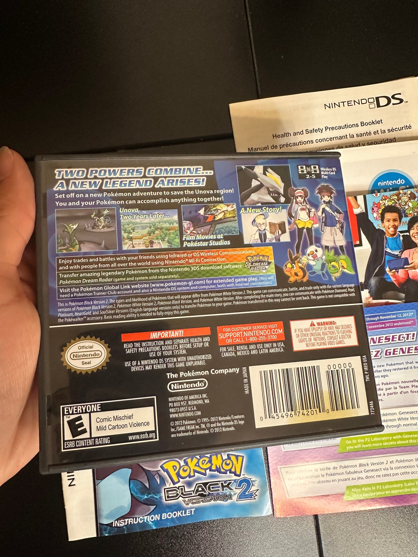 Pokémon Black 2 Case Manual Inserts Only No Game