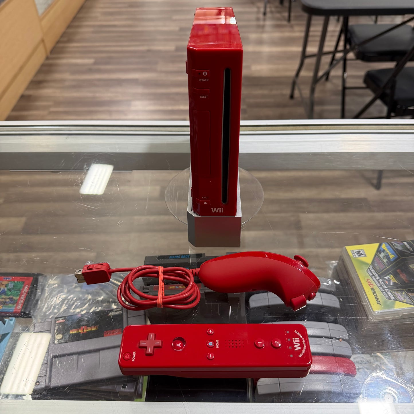 Red Nintendo Wii System Wii (all cables, controllers included)