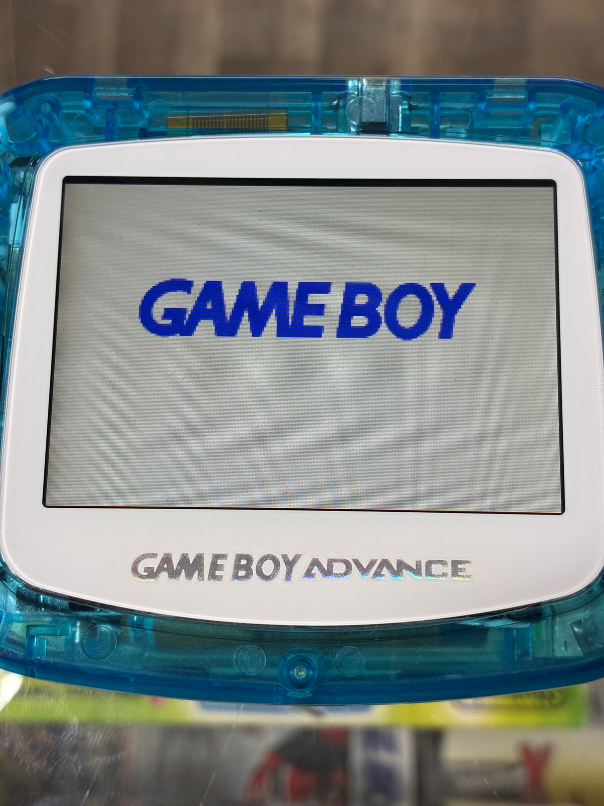 Custom Transparent Blue Shell Nintendo GameBoy Advance Handheld System with Brighter Screen (IPS)