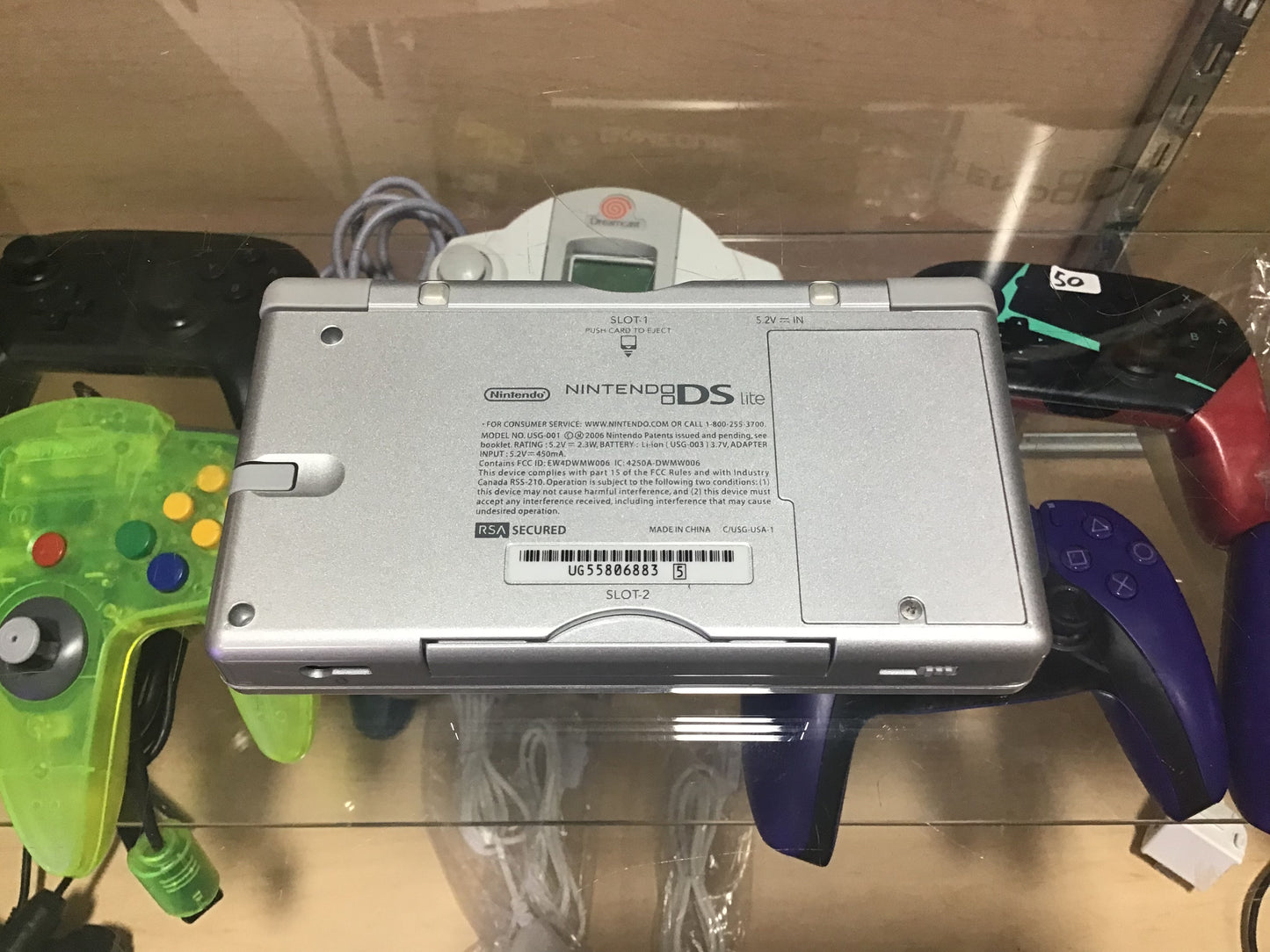 Silver Nintendo DS Lite Handheld System with Charger and Box
