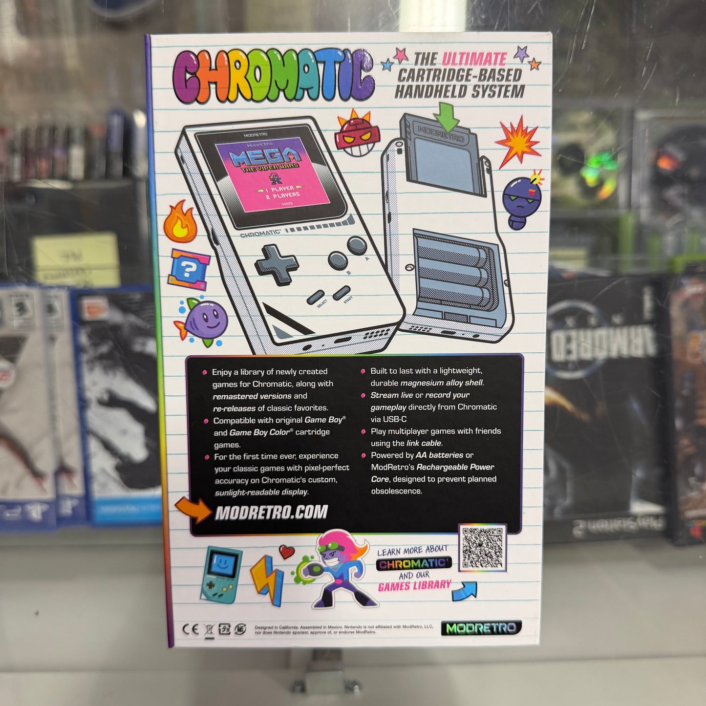 ModRetro Chromatic [Cloud] [Sapphire] GameBoy System Handheld + Rayman + Chantey included